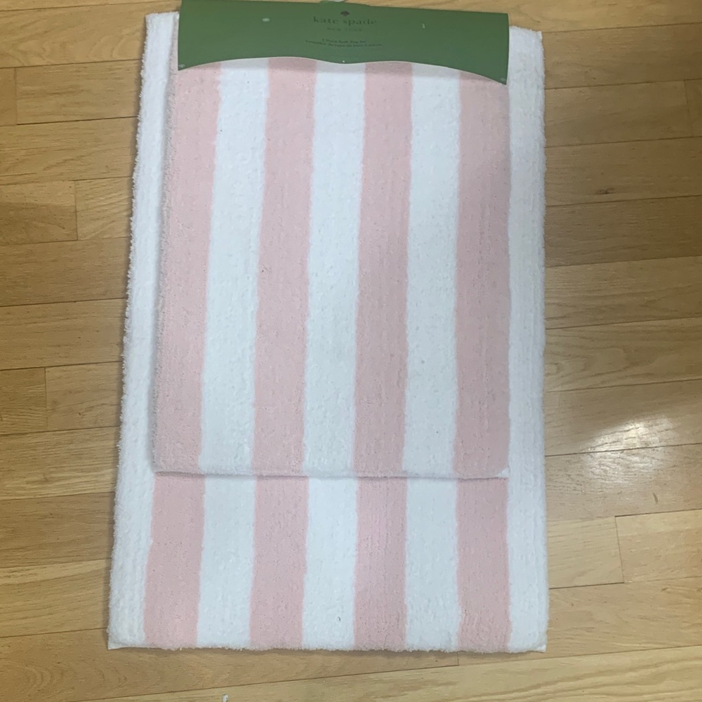 kate spade Pink and White Striped Bath Rug Set 2pieces